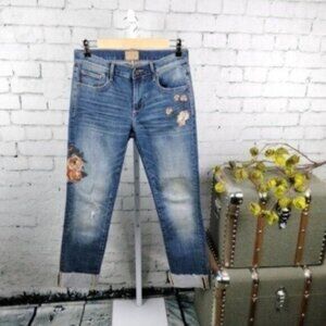 Driftwood Audrey Floral Straight Leg Jeans Blue Size 26